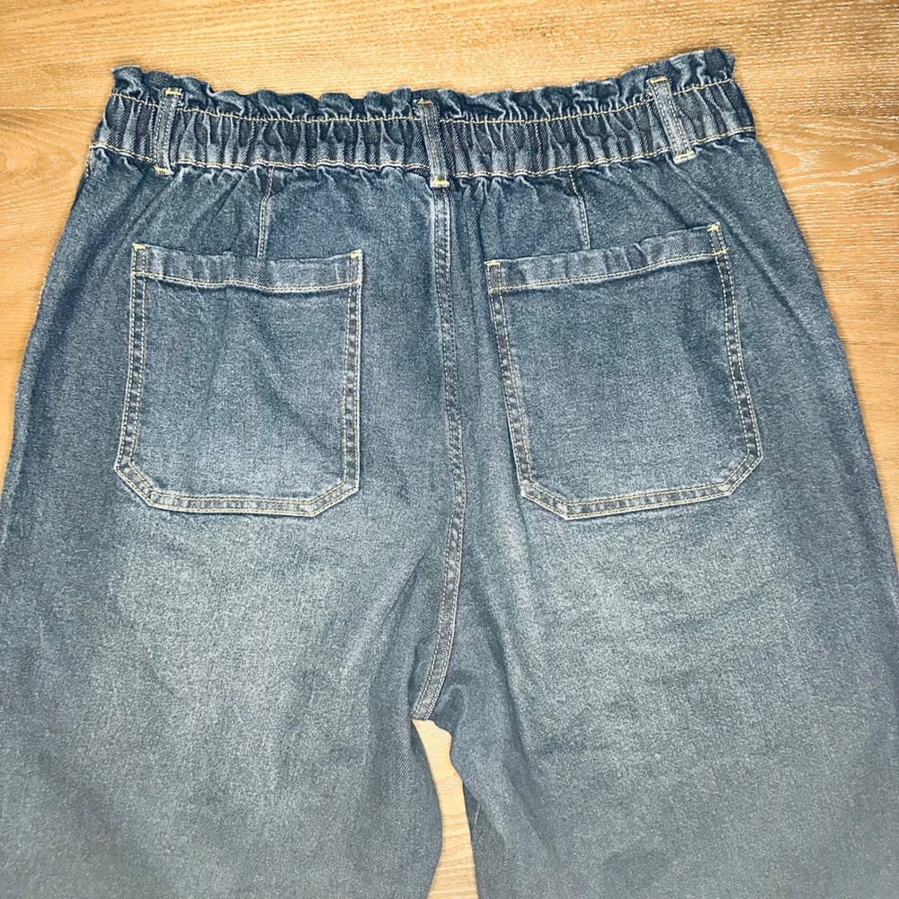 Time and Tru Women's Blue Denim Elastic Waist Wide Leg‎ Crop Jeans Size 14 - Picture 9 of 9